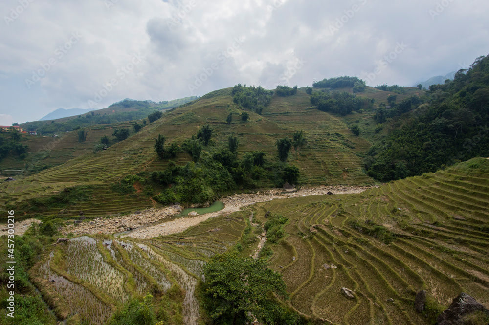 Landscape of Sa Pa, Vietnam, featuring rice fields. Landscape of Sa Pa, Vietnam, featuring rice fields.