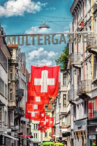 Multergasse in der Altstadt von Sankt Gallen, Schweiz photo