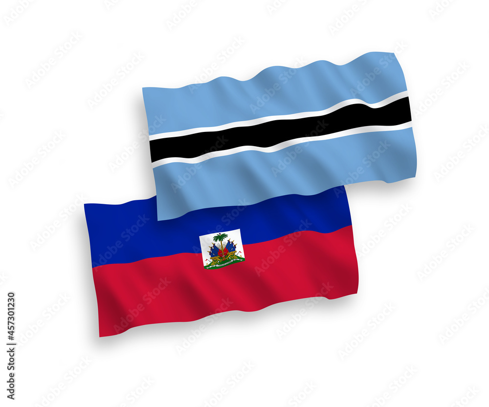 Fototapeta premium Flags of Republic of Haiti and Botswana on a white background