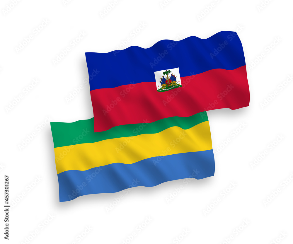 Fototapeta premium Flags of Republic of Haiti and Gabon on a white background