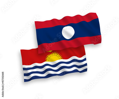 Flags of Republic of Kiribati and Laos on a white background