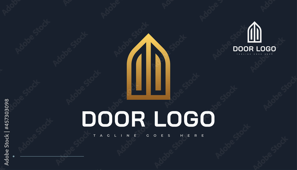 Golden Closed Door Logo Design. Door Property Logo