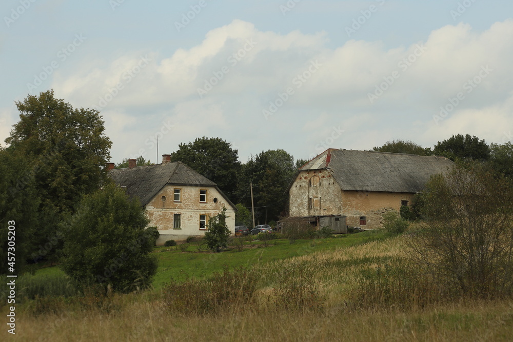 Beautiful landscape with a Latvian farm. High quality photo Beautiful landscape with a Latvian farm. High quality photo