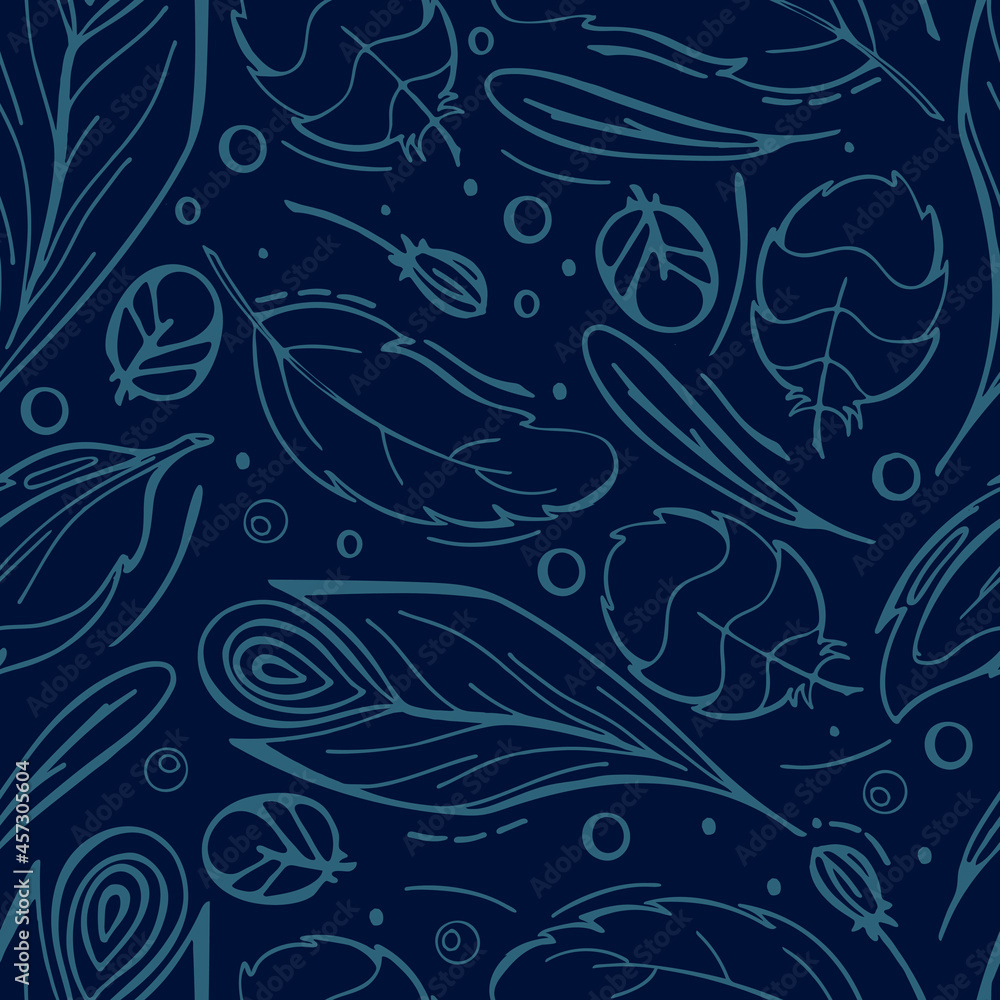 Feathers seamless dark pattern Feathers seamless dark pattern