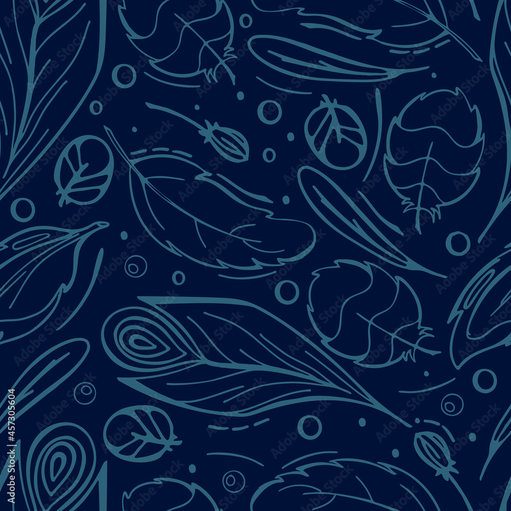 Feathers seamless dark pattern