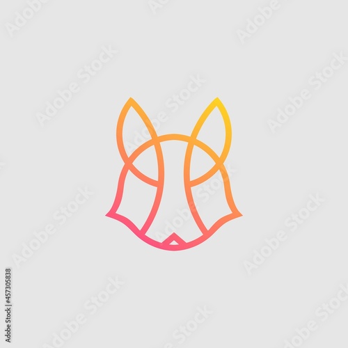 Head fox with line art design vector