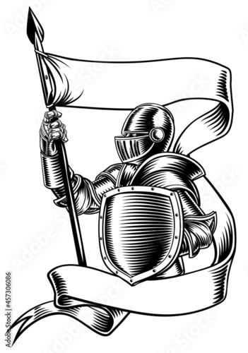 Knight With Banner Battle Flag Standard Ribbon