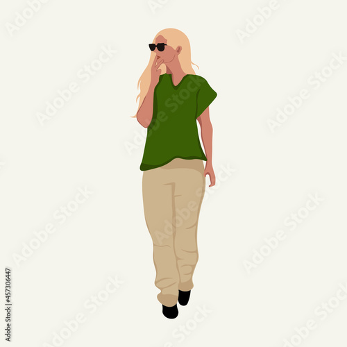 Flat vector illustration of young woman isolated.