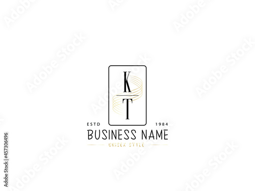Letter KT Logo, Minimal kt logo icon design for wedding, fashion, apparel and clothing brand or all kind of use