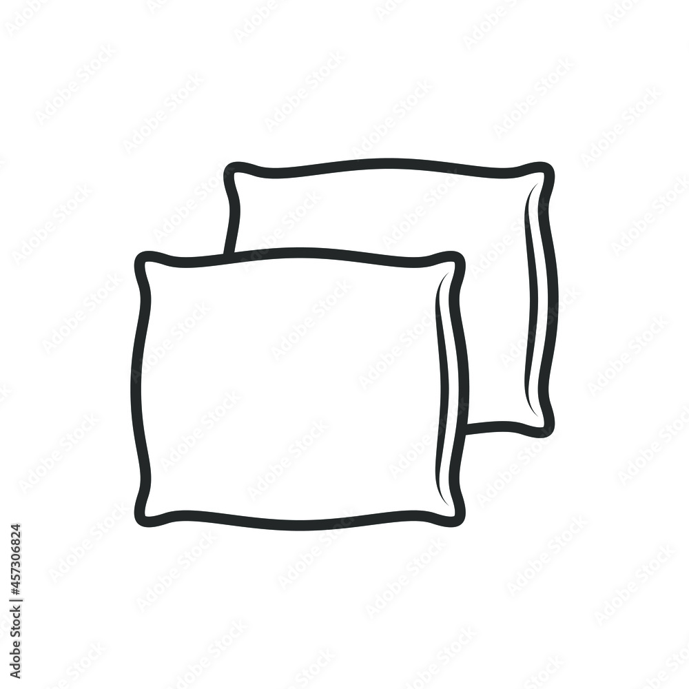 Pillows graphic symbol. Two cushions sign isolated on white background. Vector illustration Pillows graphic symbol. Two cushions sign isolated on white background. Vector illustration