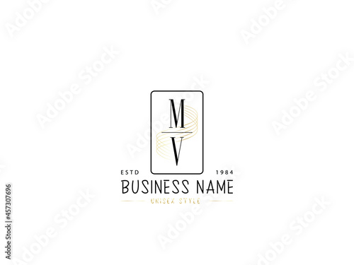 Letter MV Logo, Minimal mv logo icon design for wedding, fashion, apparel and clothing brand or all kind of use