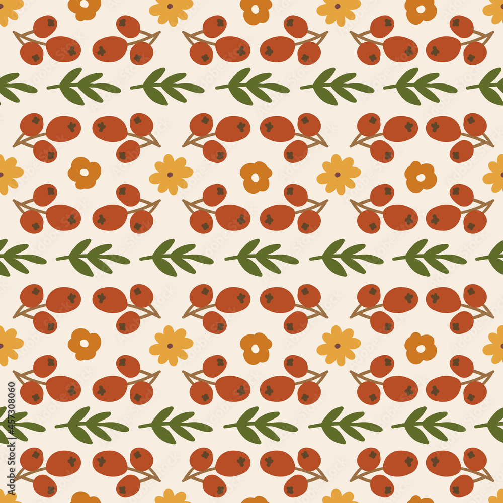 Seamless pattern with hand drawn vector clipart in scandinavian style ...