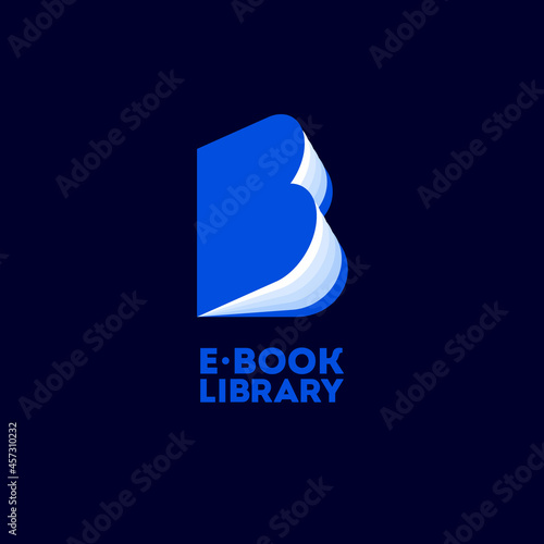 B monogram. Letter B like open book. Online book store. Digital library. Literature emblem.