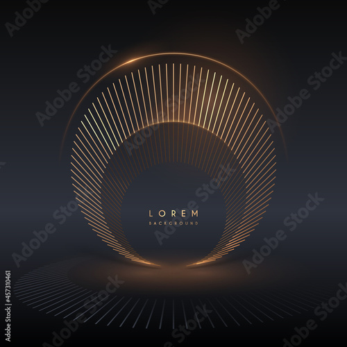 Abstract golden circle lines background
