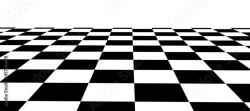 Tableau sur toile Floor in perspective with checkerboard texture