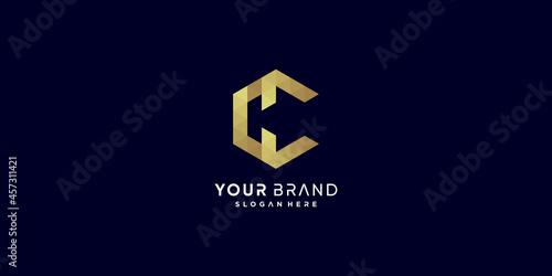 Golden C letter logo with creative concept Premium Vector part 3