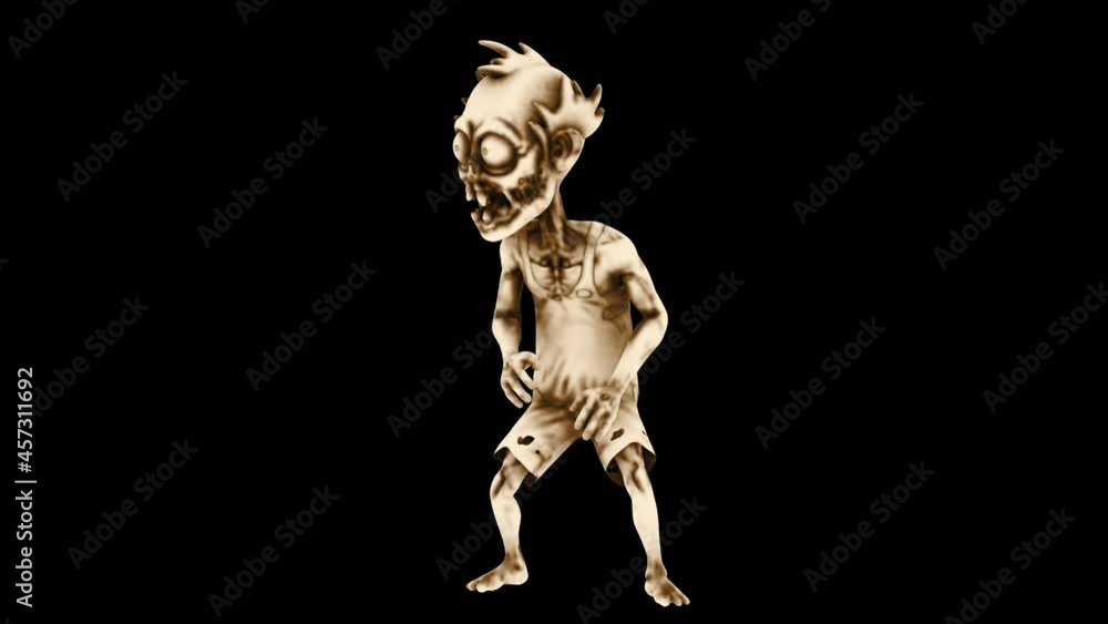 Seamless animation of a standing zombie idle isolated with alpha channel. Funny cartoon character for Halloween background with vintage watercolor effect. Seamless animation of a standing zombie idle isolated with alpha channel. Funny cartoon character for Halloween background with vintage watercolor effect.