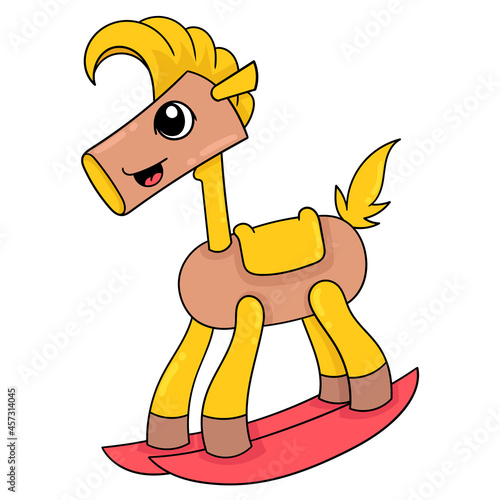 nice children toy wooden horse, doodle icon image kawaii