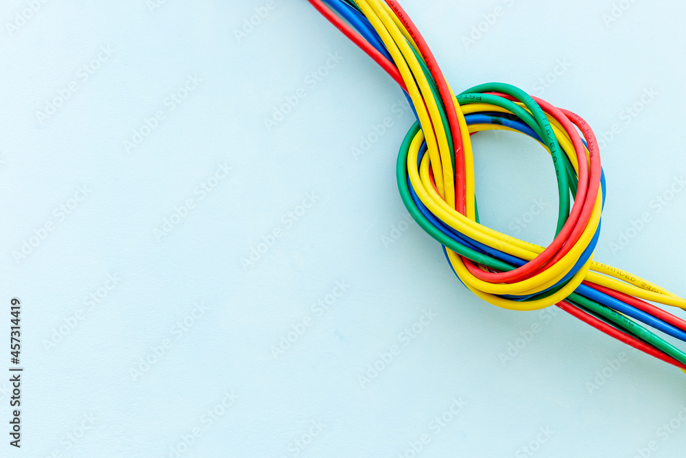 Multicolored computer cables and internet wires Multicolored computer cables and internet wires