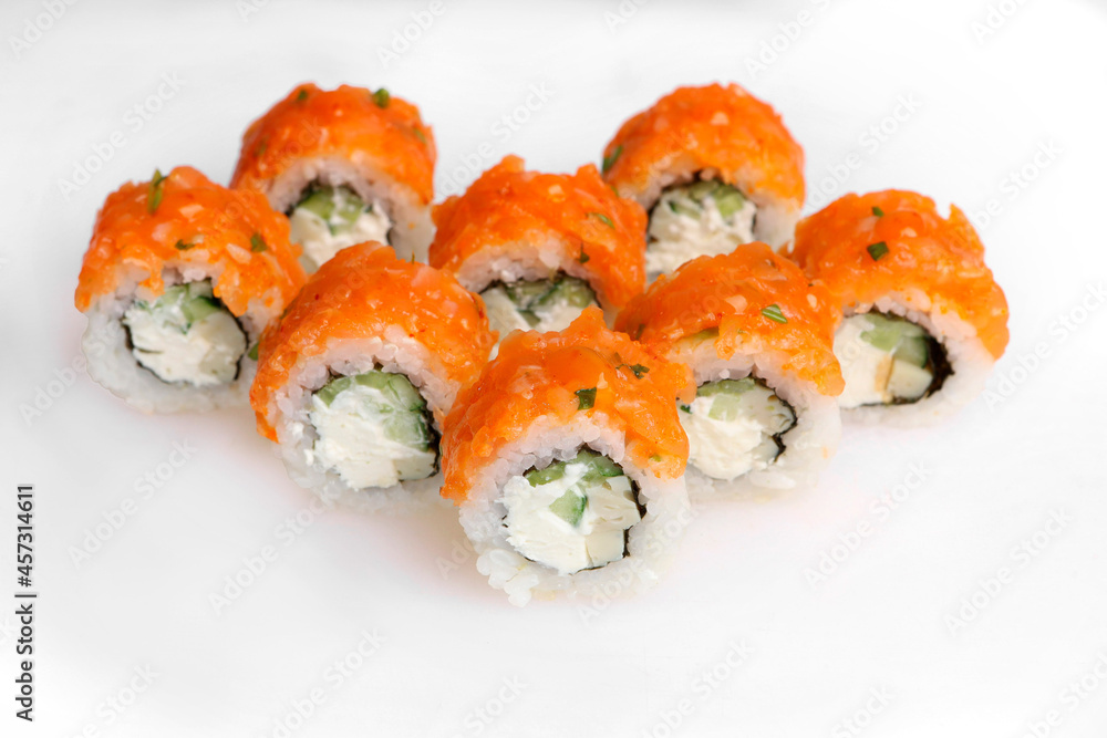 delicious sushi for menu on white background delicious sushi for menu on white background