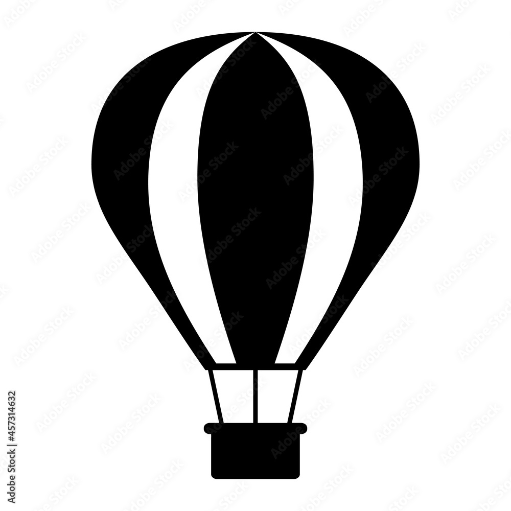 Simple editable black vector balloon, flight, travel concept icon isolated on white background Simple editable black vector balloon, flight, travel concept icon isolated on white background