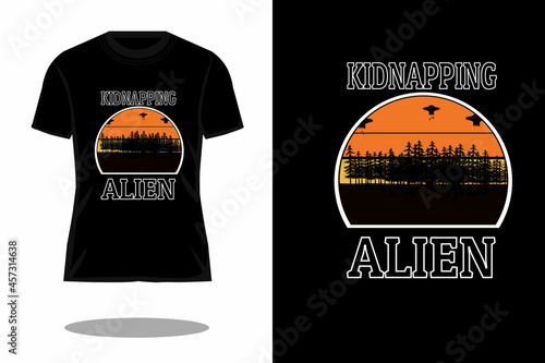 kidnapping alien silhouette vintage t shirt design