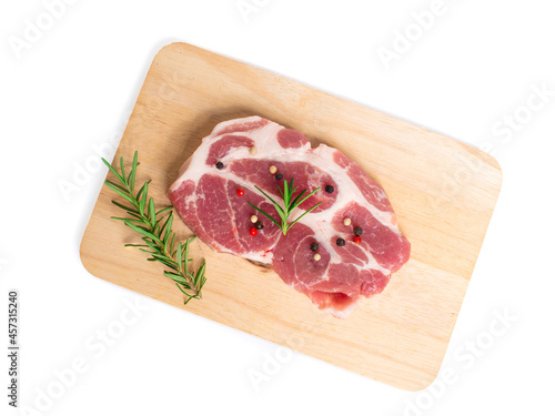 fresh pork raw fillet isolated on wooden board