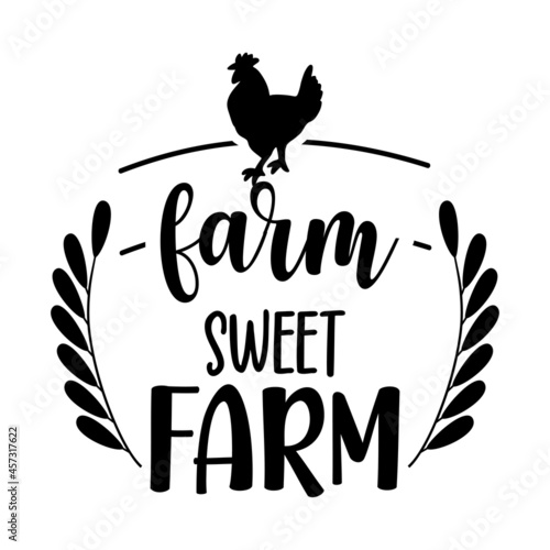 Farm sweet farm, welcome to our farmhouse - Happy Harvest fall festival design for markets, restaurants, flyers, cards, invitations, stickers, banners. Vintage home decor. 