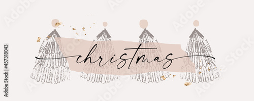 Christmas trees hand drawn abstract textures header 
