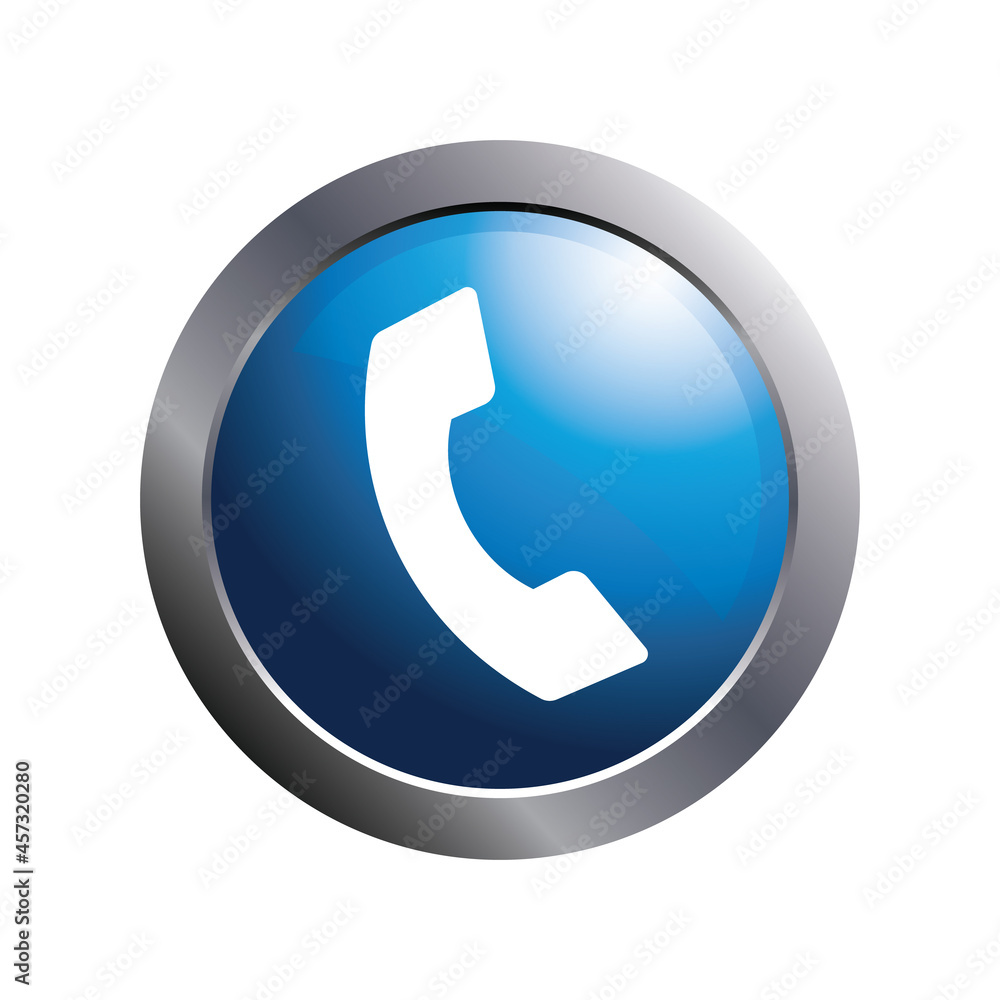 Modern phone button in blue color. Modern phone button in blue color.