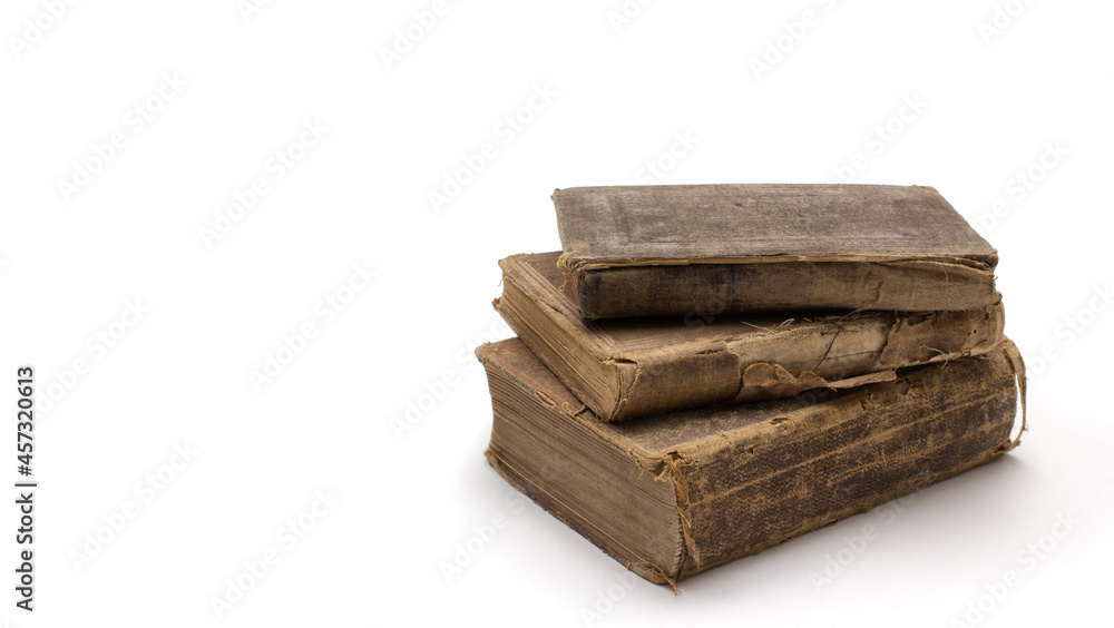 Old books on white with copy space Old books on white with copy space
