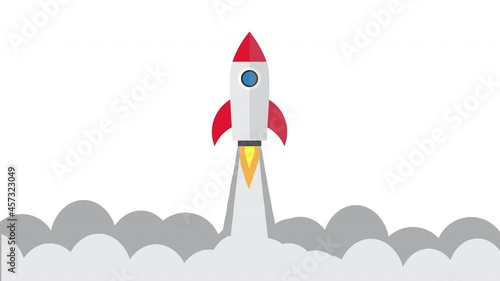 An animation of rocket launch with the word let's start your business word