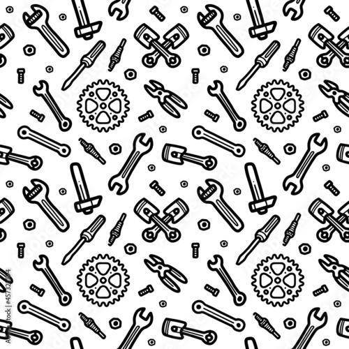 Seamless pattern with automotive equipment icons