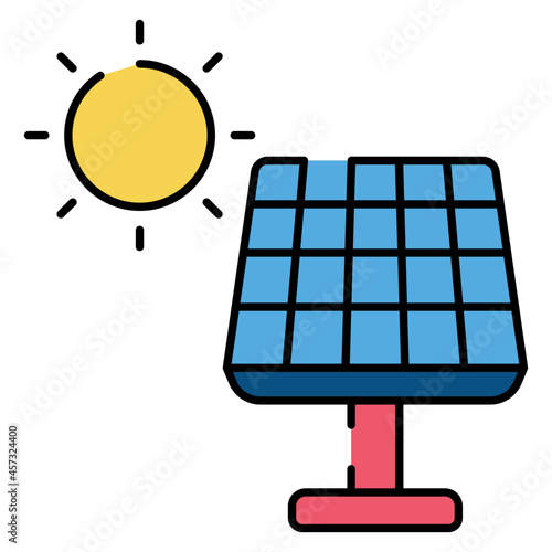 A sun energy storage reservoir icon, vector design of solar panel

