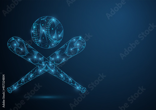 Baseball banner illustration on blue background with polygonal concept cartoon vector
