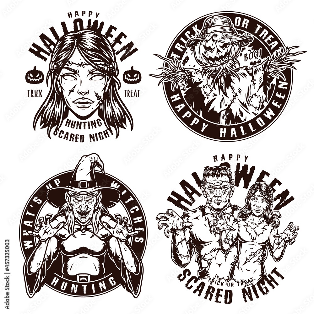 Fototapeta premium Happy Halloween vintage badges
