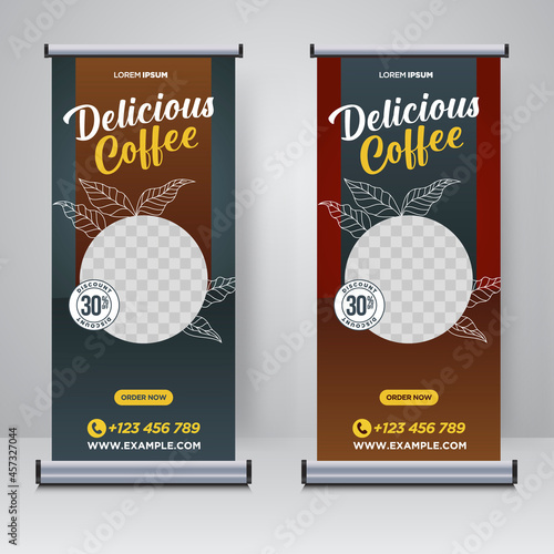 Coffee Shop rollup or X banner design template
