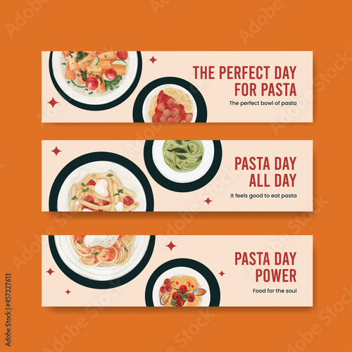 Banner template with pasta cancept,watercolor style
