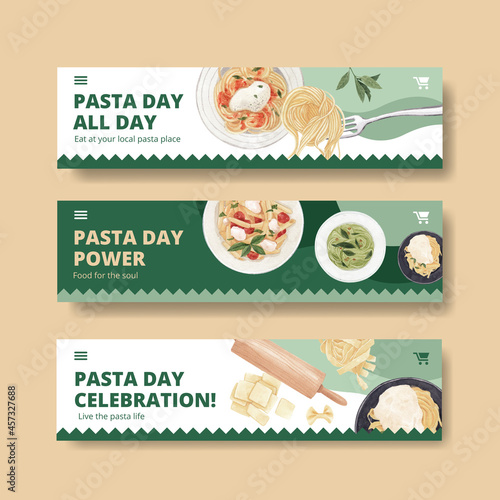 Banner template with pasta cancept,watercolor style
