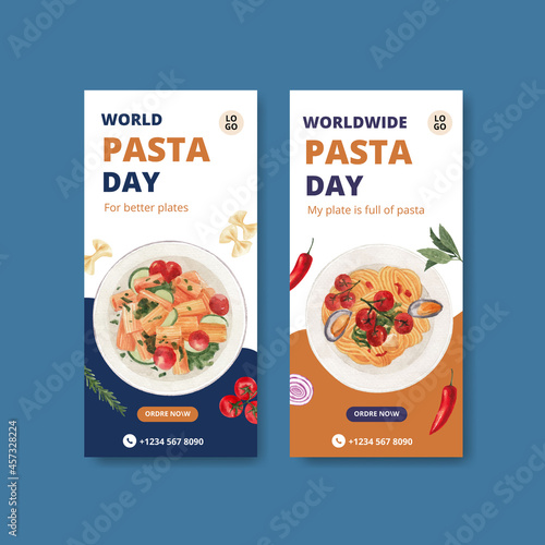Flyer template with pasta cancept,watercolor style