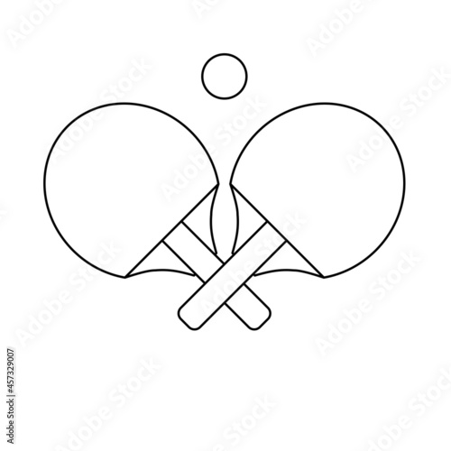 Vector of table tennis racket and ball line icon. Ping pong illustration