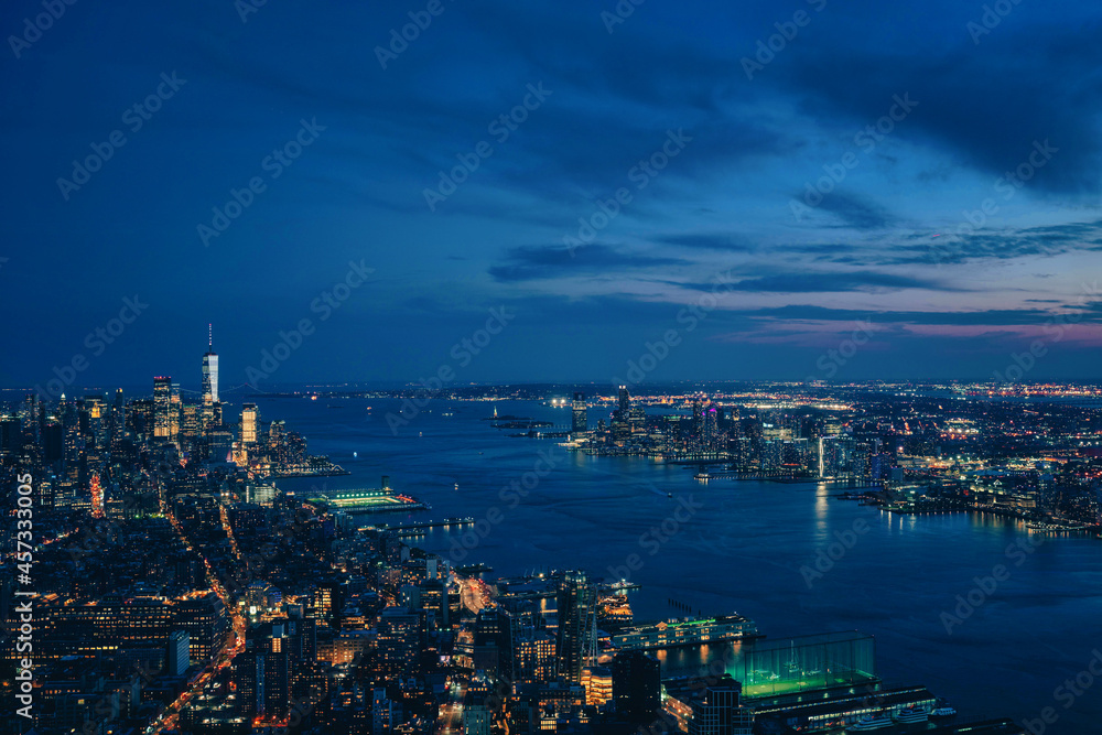 city skyline at night beautiful view New York new jersey sky horizon s