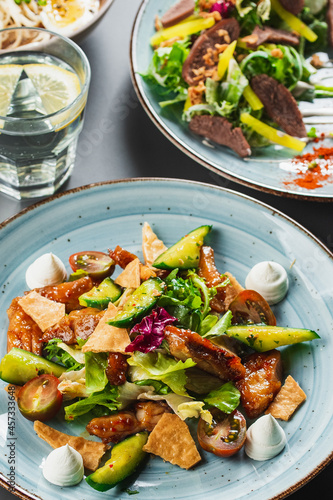 Arugula  Beet and cheese salad with fresh radicchio and walnuts