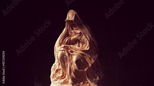 Seated Virgin Mary Mater Dolorosa Our Lady of Sorrows Art Sculpture 3d illustration render
