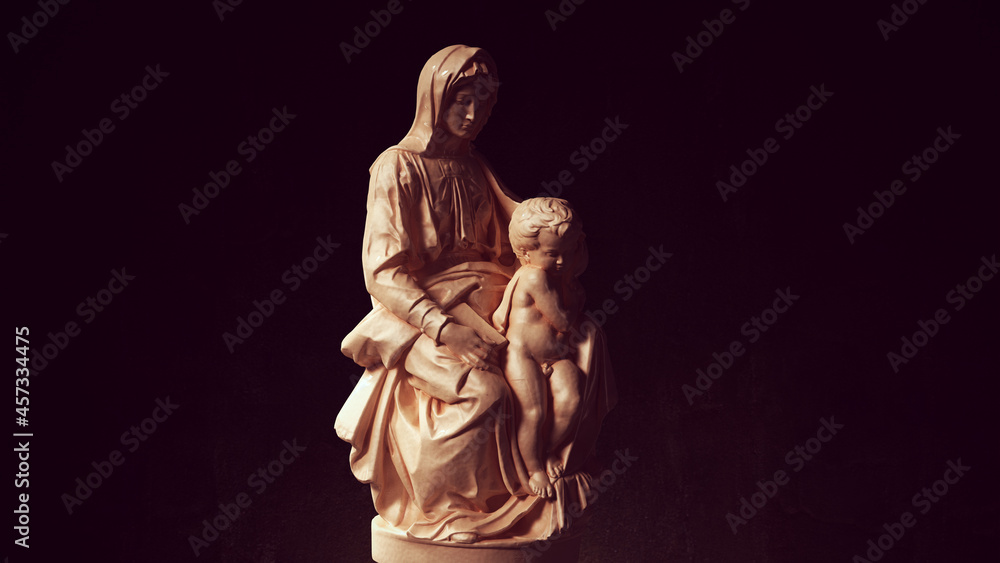 Madonna of Bruges with Child Jesus Art Sculpture 3d illustration render