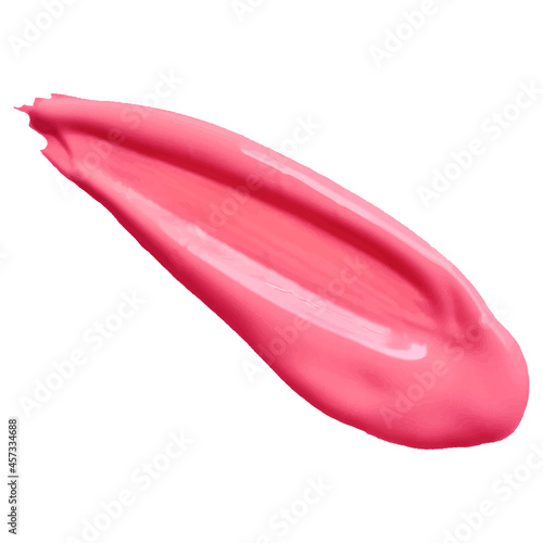 Lipstick stroke isolated on white background. Oil paint smear