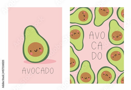 Cute cartoon avocado - vector illustration. 