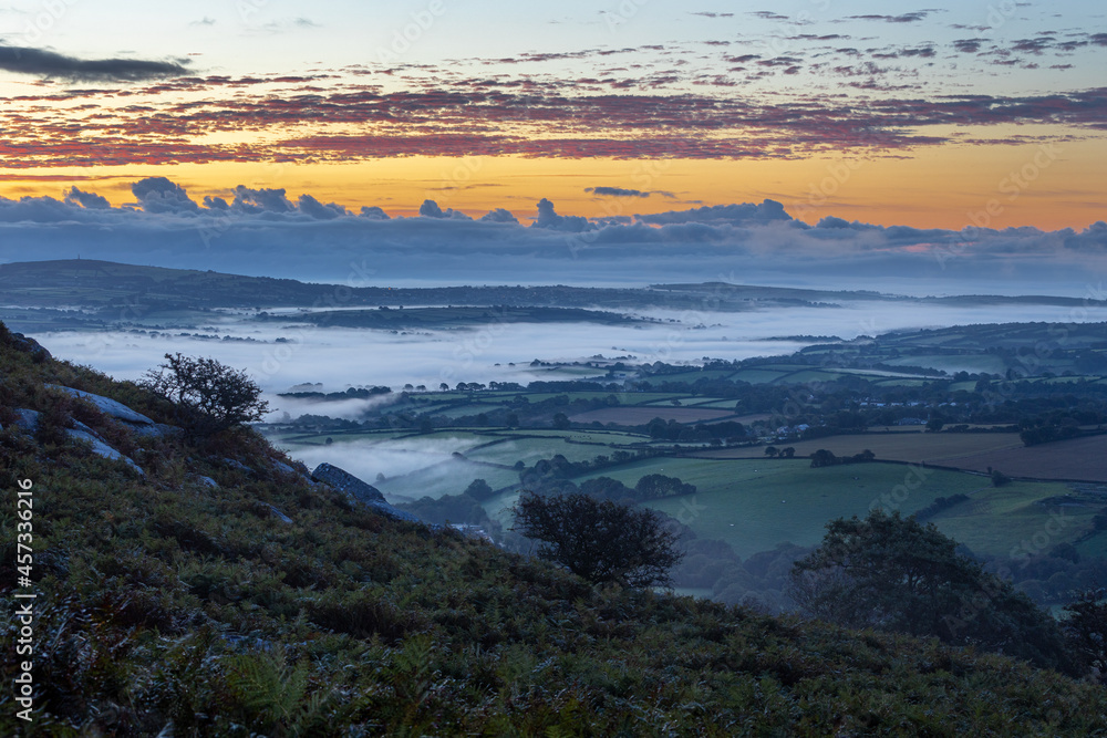 Cloud inversion in the Lyhner Vally Bodmin Moor Cornwall