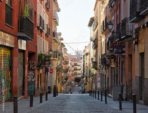 A street in Madrid with decoration. Spain