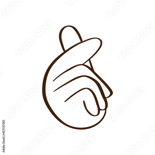 Sketch doodle of hand showing heart with fingers gesture mini love. Hand drawn vector line art illustration. Love Valentine Day concept